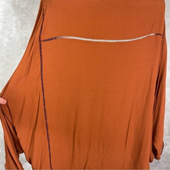 Garnet Hill Viscose Boxy Oversized Blouse In Burnt Orange Women's Size L - Picture 6 of 8